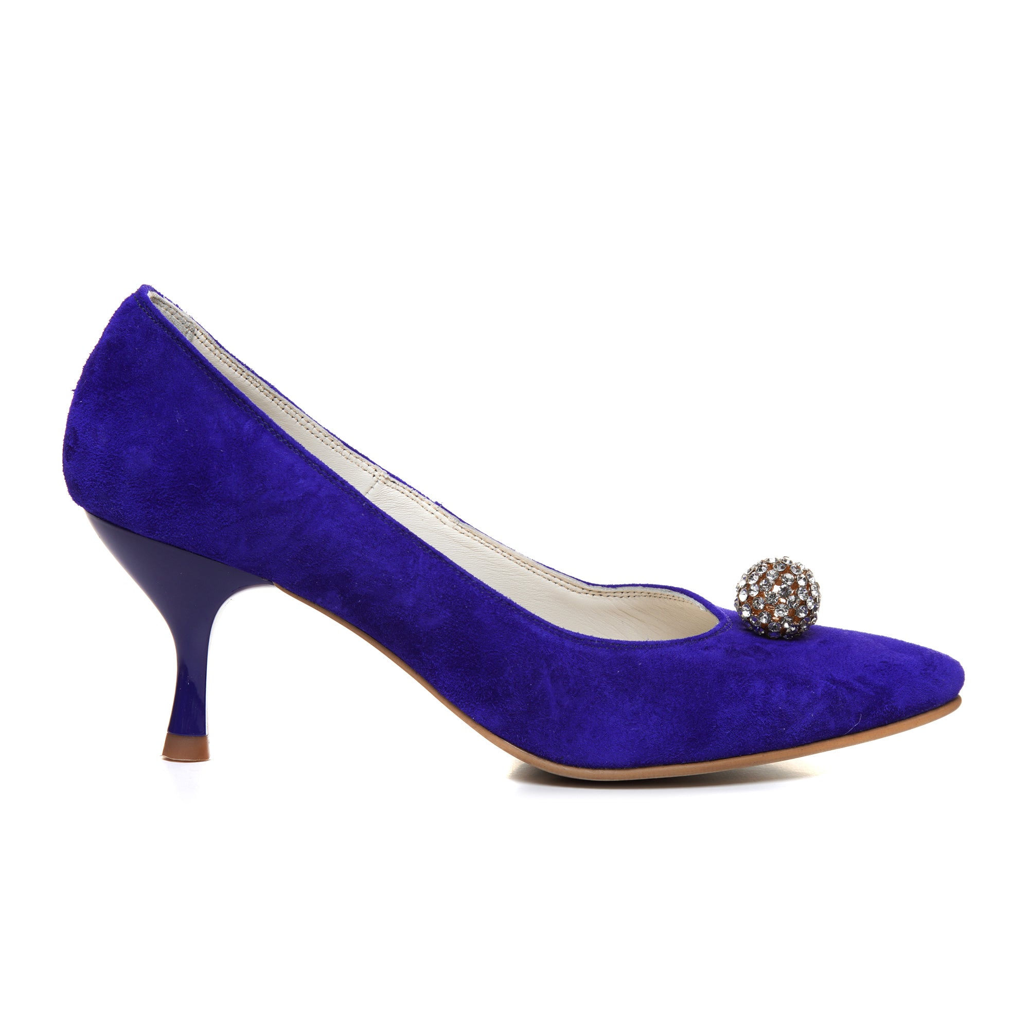 Pantofi Stiletto Piele Intoarsa albastru Electric Brosa C82- Orice Culoare