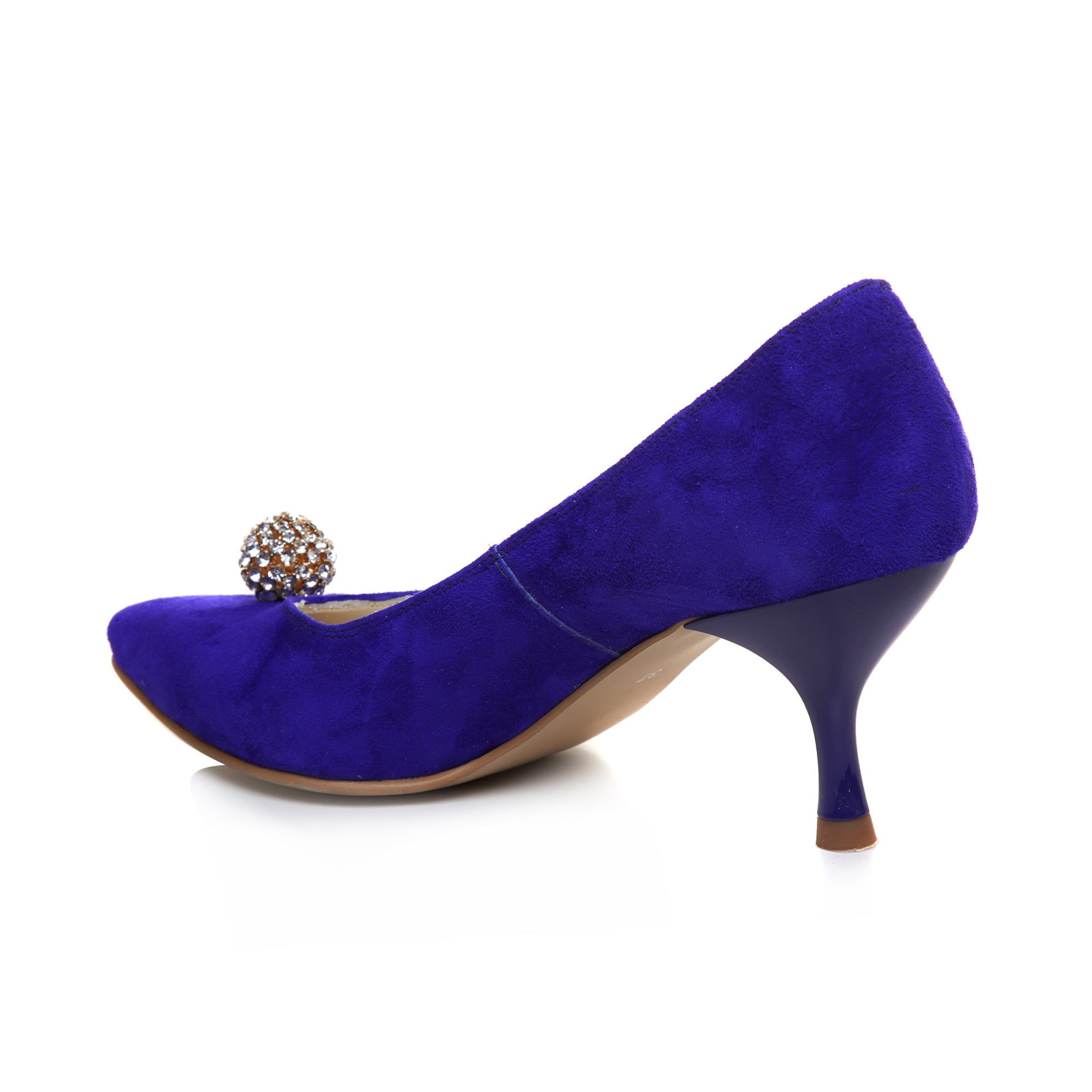 Pantofi Stiletto Piele Intoarsa albastru Electric Brosa C82- Orice Culoare