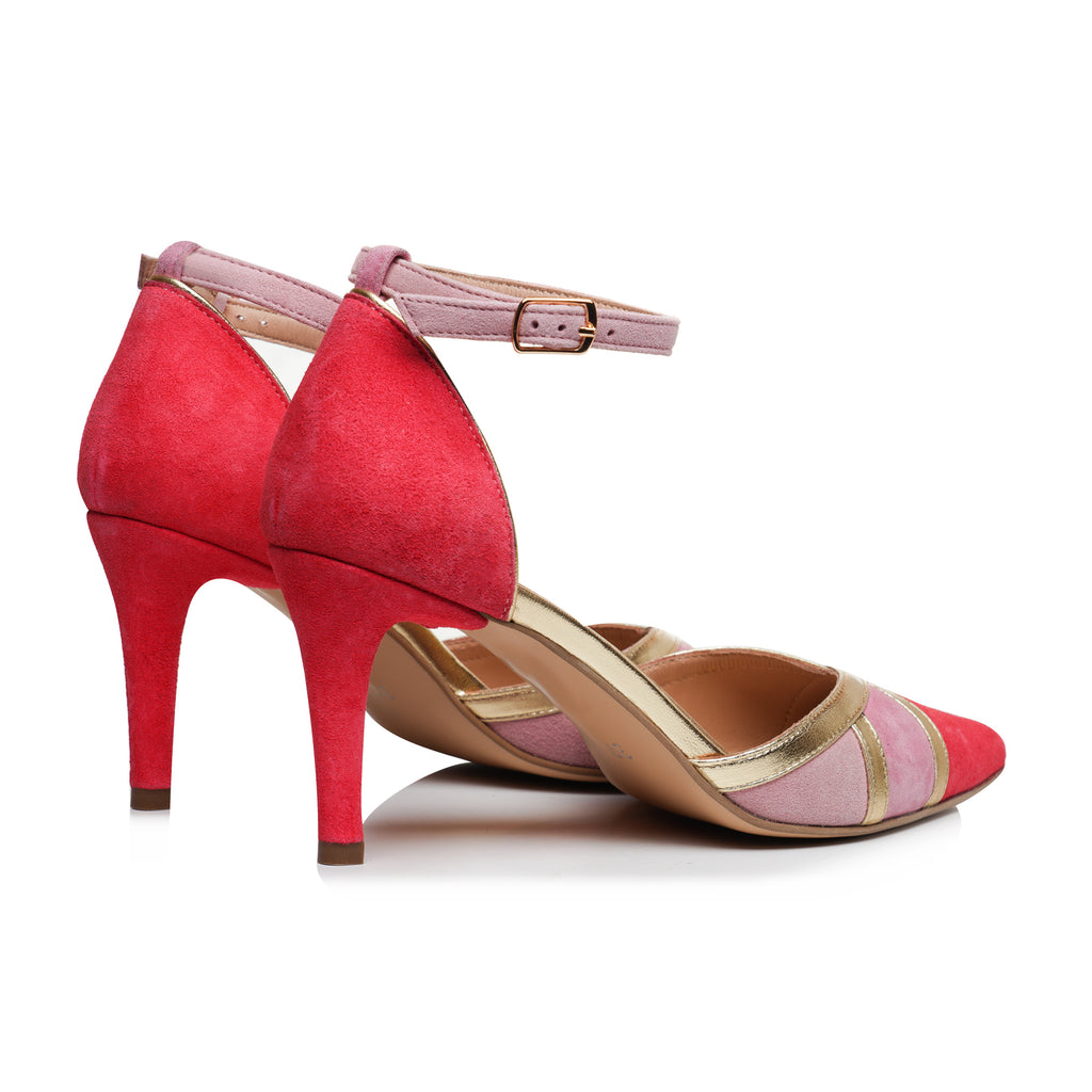 Pantofi Stiletto Piele Intoarsa Rosu/Roz Brie E8 - orice culoare