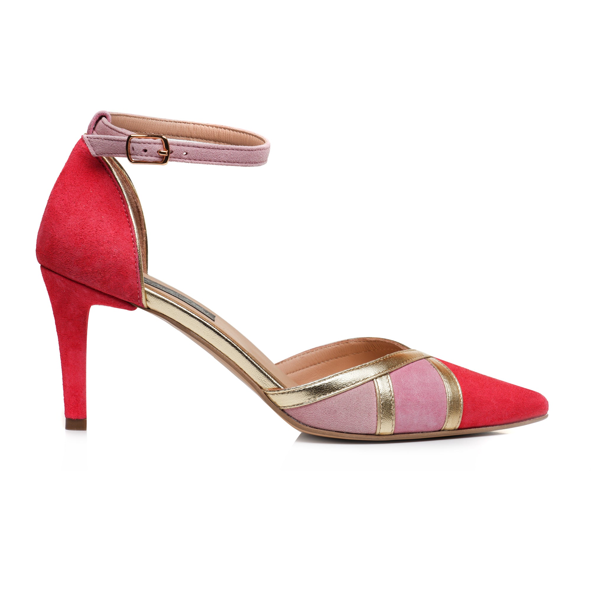 Pantofi Stiletto Piele Intoarsa Rosu/Roz Brie E8 - orice culoare
