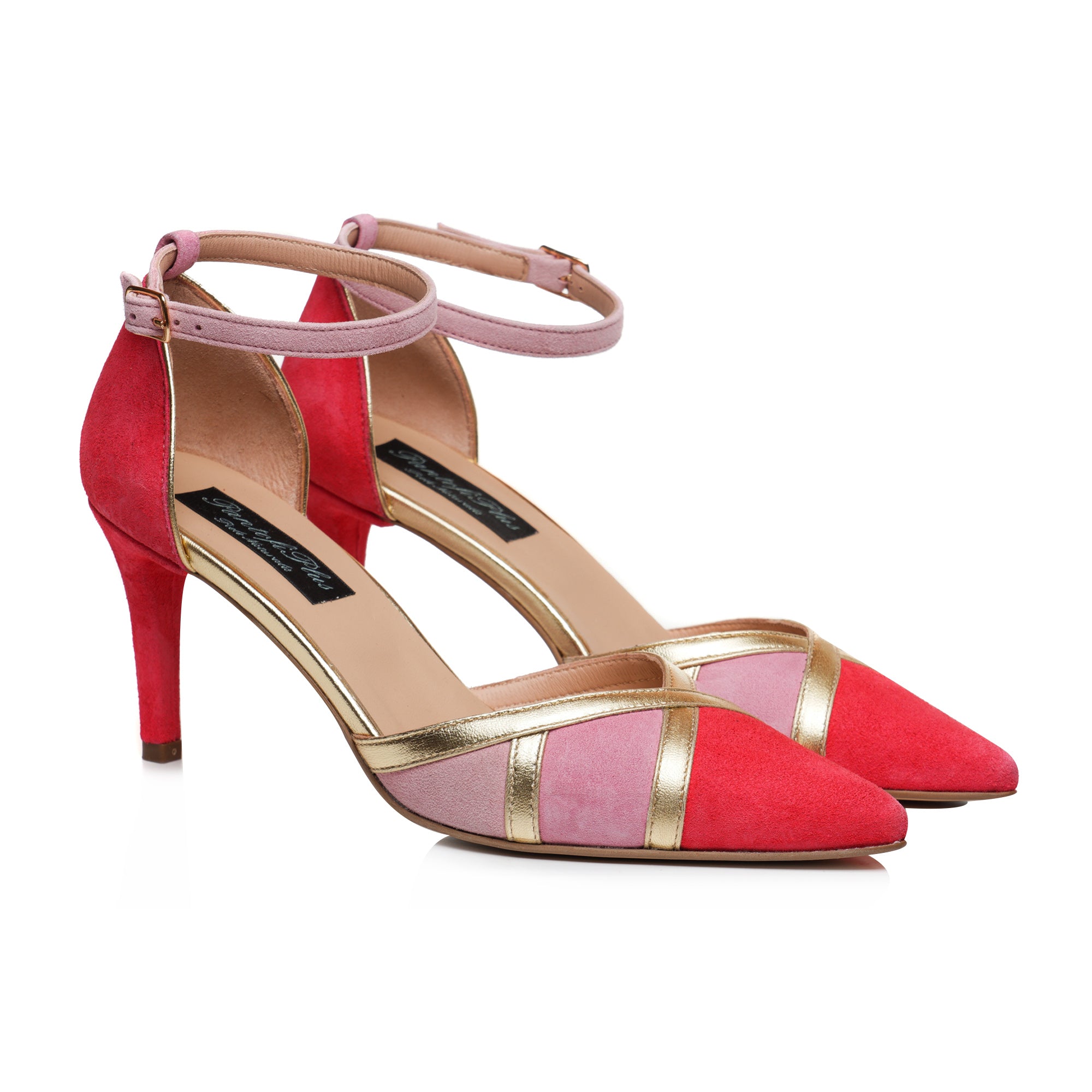Pantofi Stiletto Piele Intoarsa Rosu/Roz Brie E8 - orice culoare