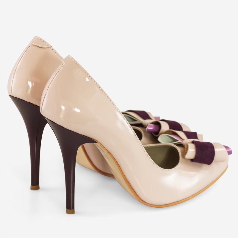 Pantofi Stiletto Piele Somon Fundita Tripla D54 - Orice Culoare