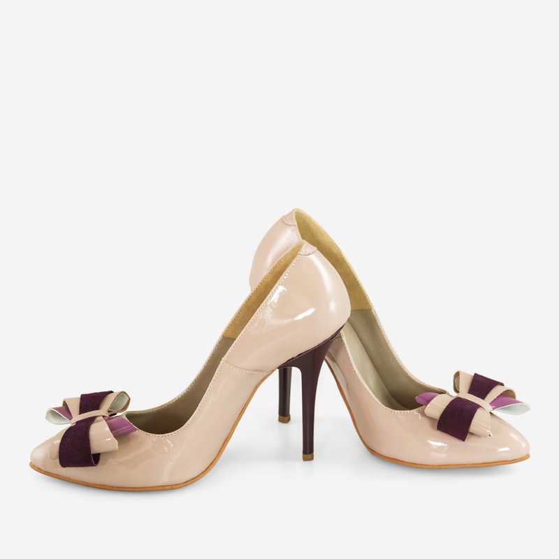 Pantofi Stiletto Piele Somon Fundita Tripla D54 - Orice Culoare
