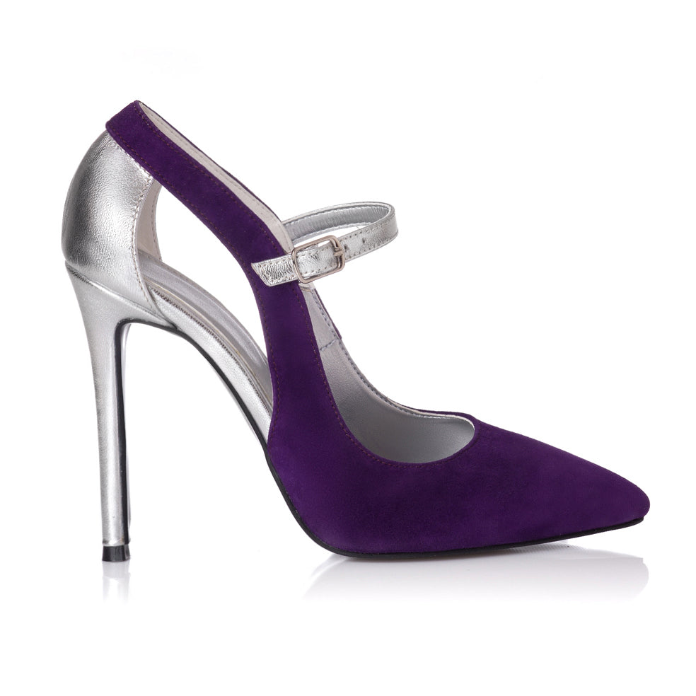 Pantofi Stiletto Piele Argintiu/Negru S15 - orice culoare