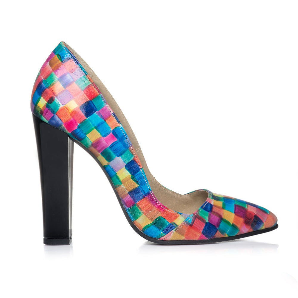 Pantofi Stiletto Toc Gros Multicolor C28 - orice culoare
