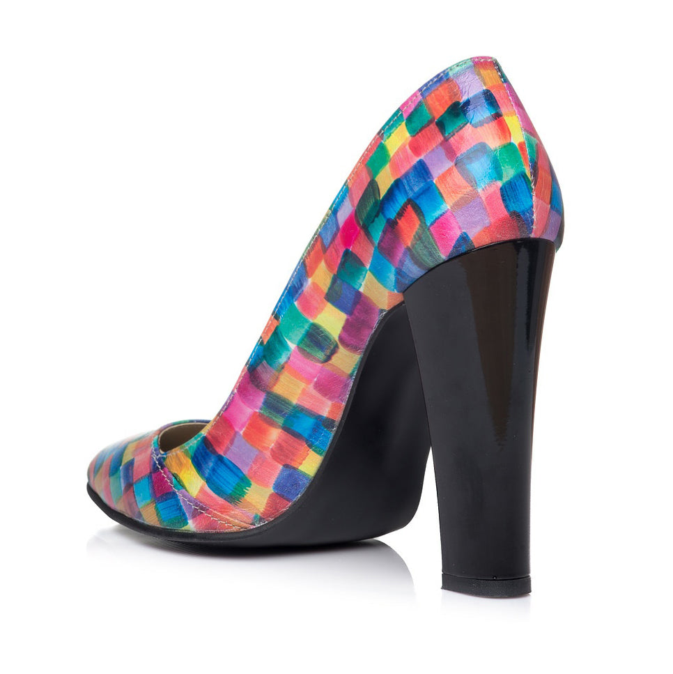 Pantofi Stiletto Toc Gros Multicolor C28 - orice culoare