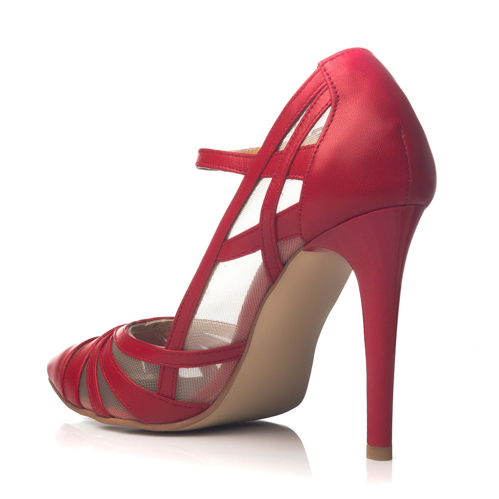 Pantofi Dama Piele Stiletto  Rosu Cathy - orice culoare
