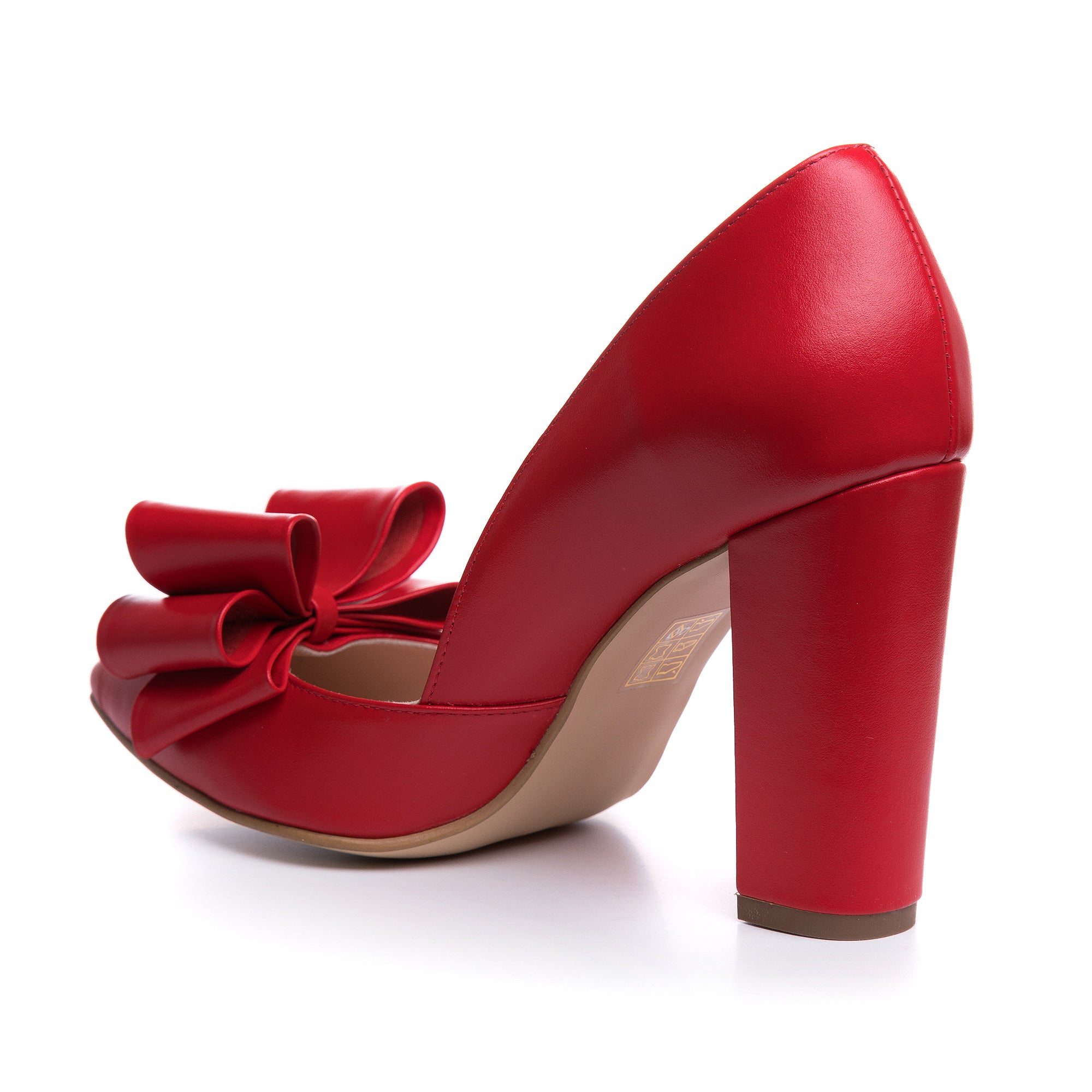 Pantofi Piele Rosu cu Fundita Tripla L23 - orice culoare