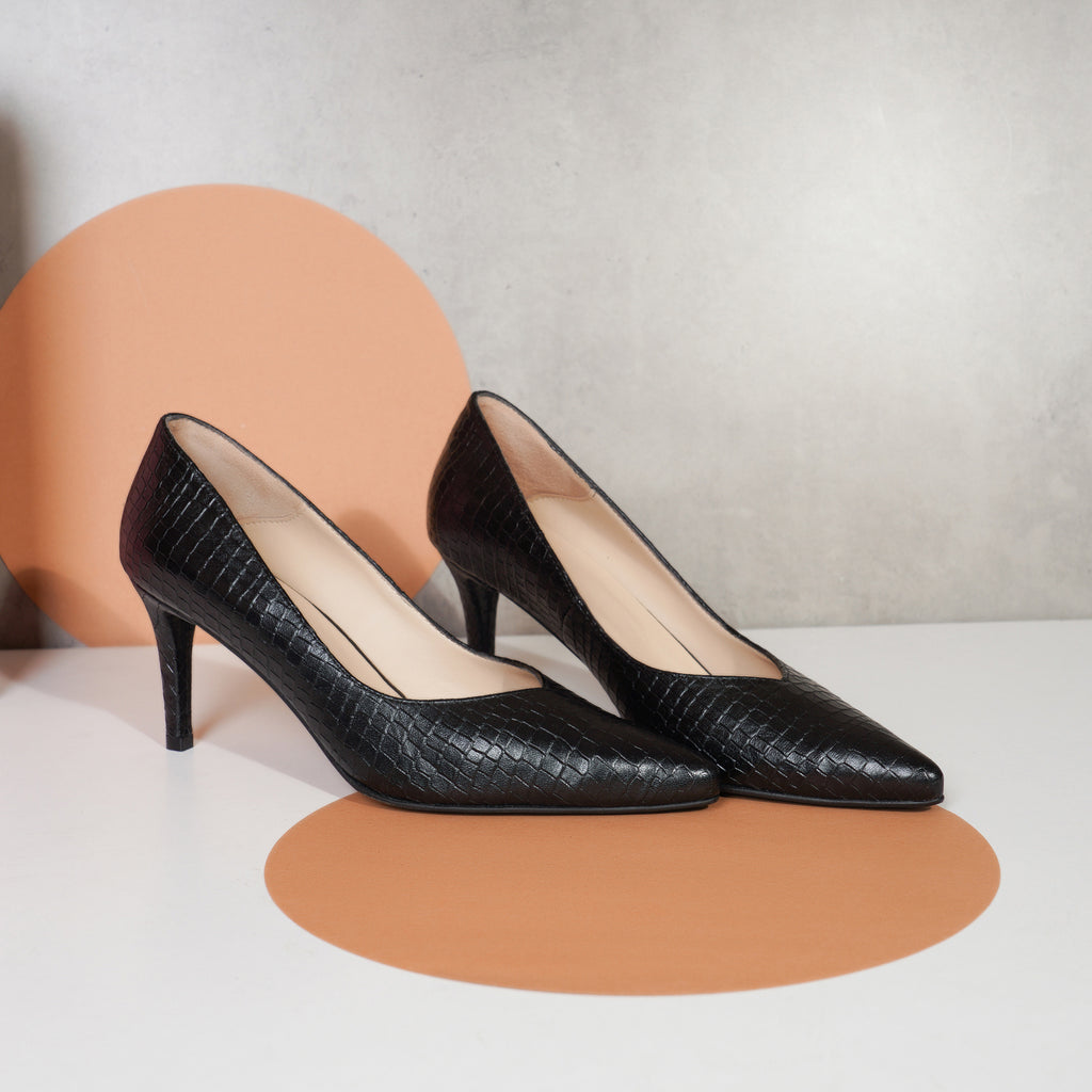 Pantofi Stiletto Piele Imprimeu Sarpe Negru E8 - orice culoare