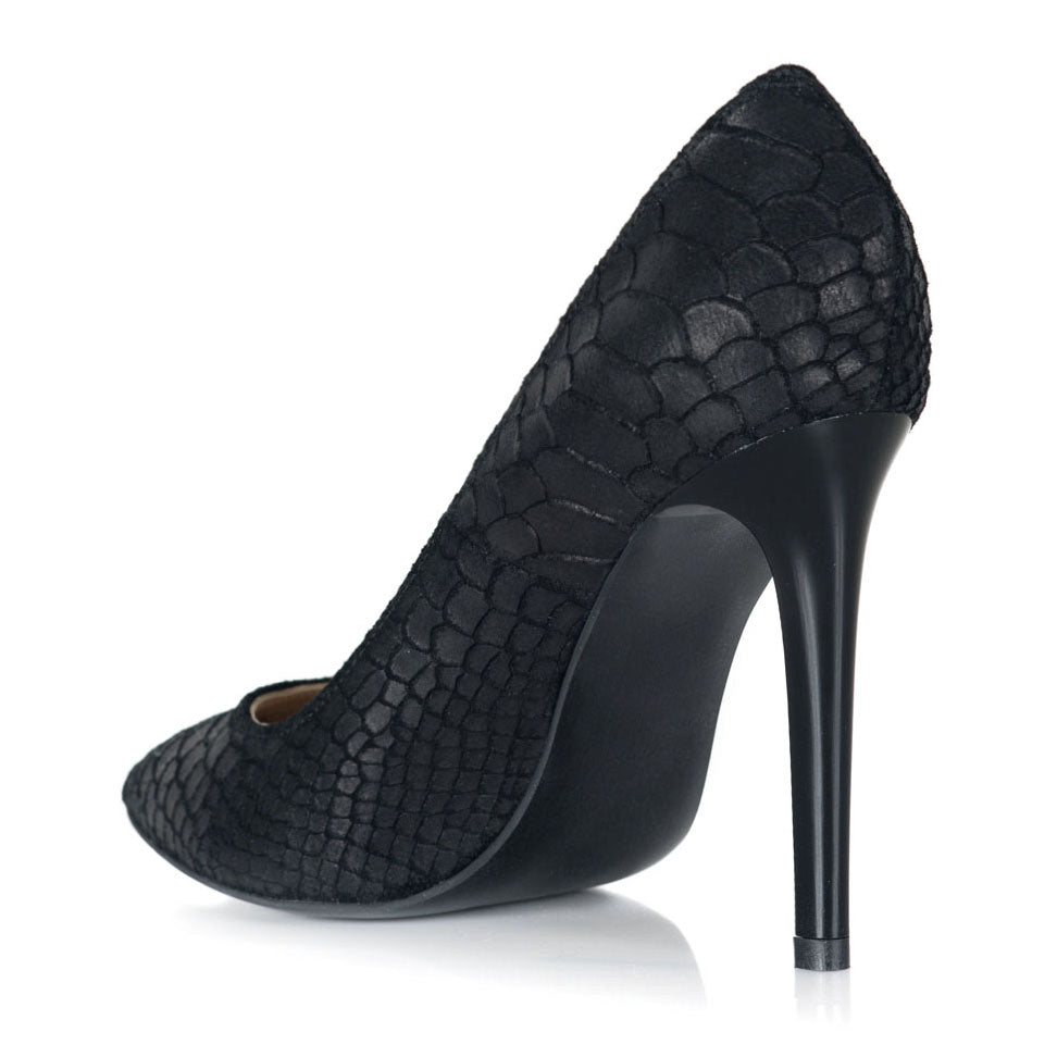 Pantofi Stiletto Piele Sarpe Negru S11 - orice culoare