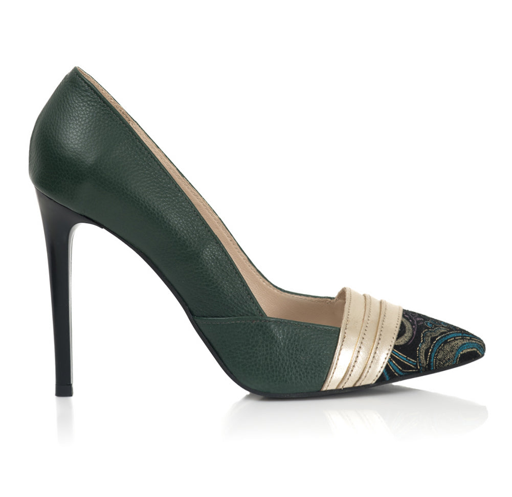 Pantofi Stiletto Piele Verde Amelia S8  - orice culoare