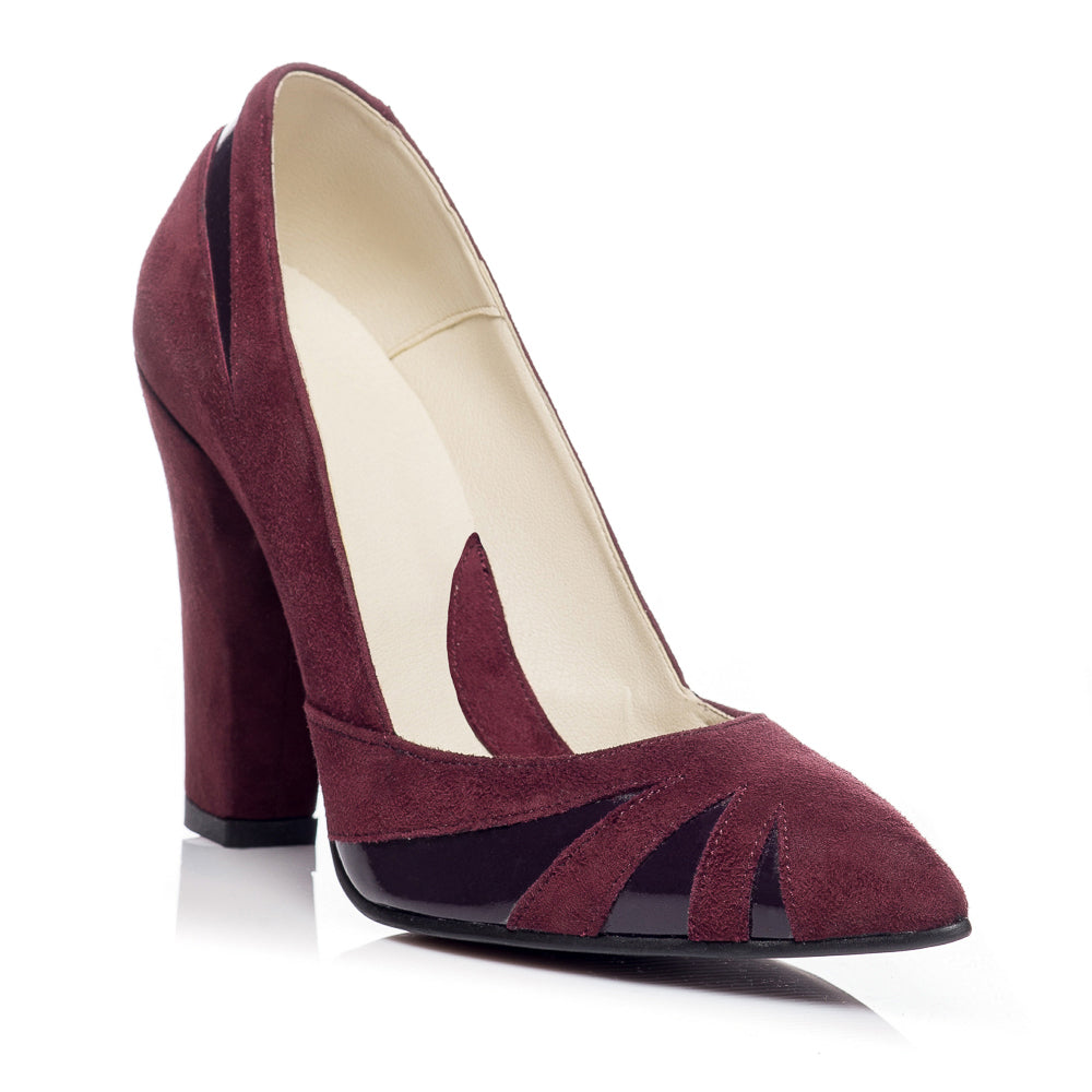 Pantofi Stiletto Toc Gros V1 Visiniu  - orice culoare