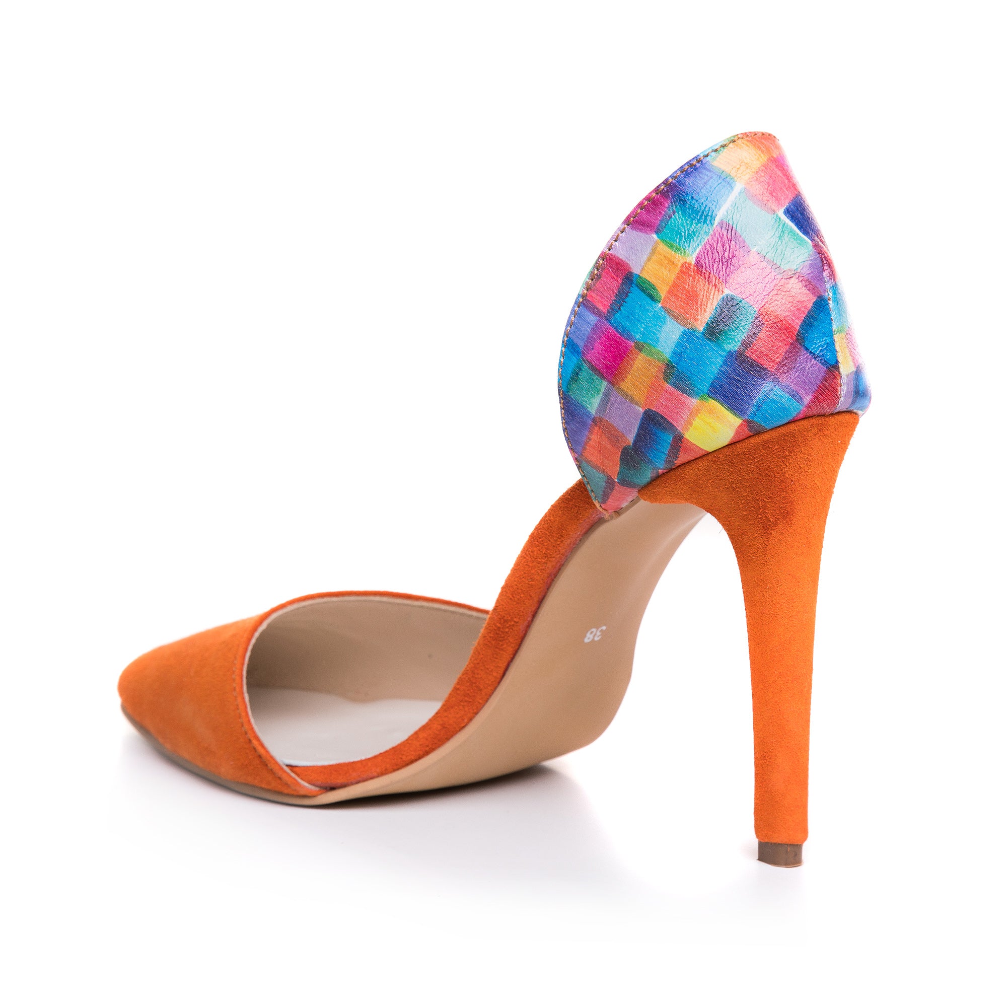 Pantofi Stiletto Portocaliu/Multicolor Lolita C35 - Orice Culoare