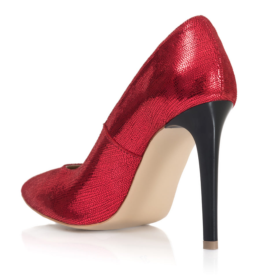 Pantofi Stiletto Rosu Piele Glam T34  - orice culoare