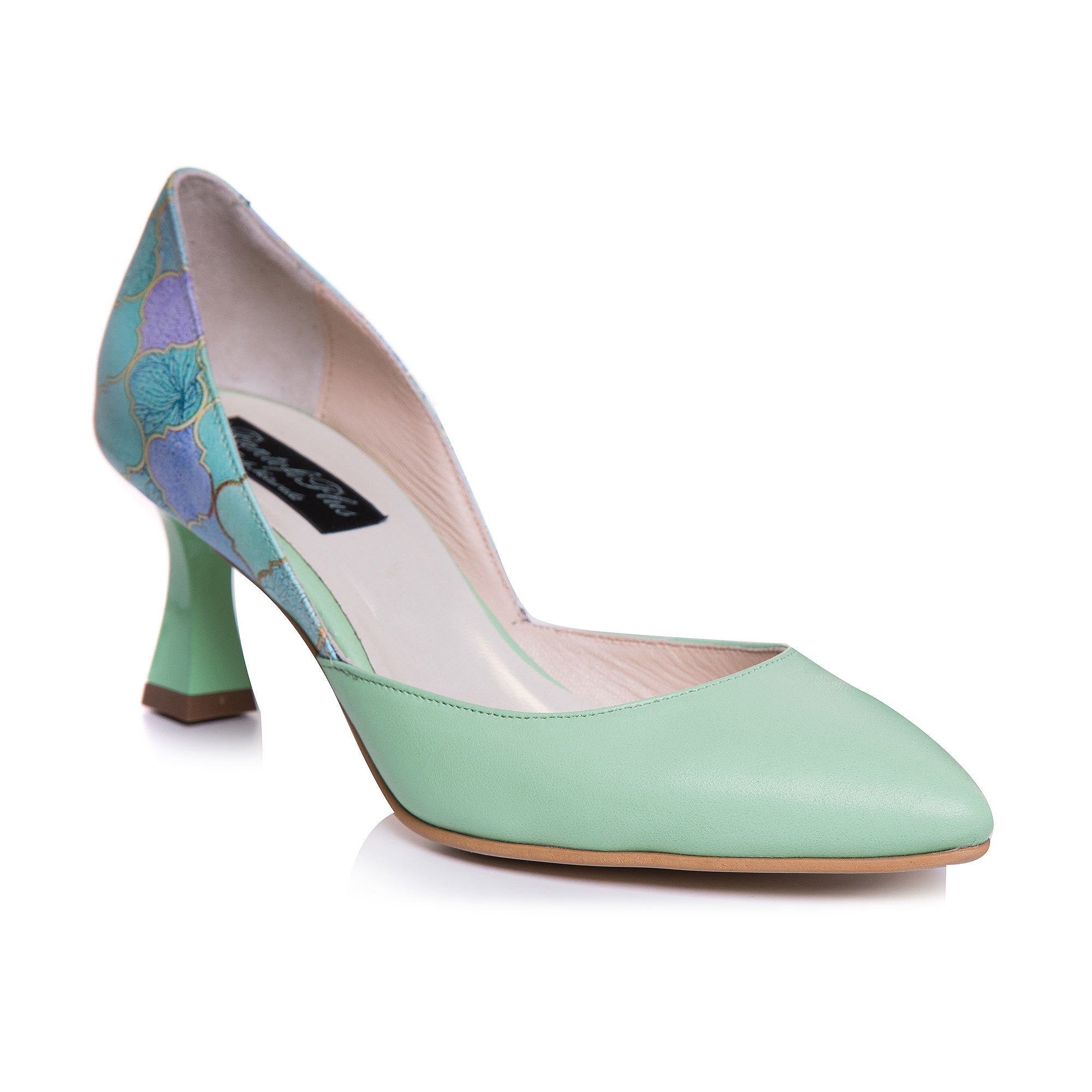 Pantofi Stiletto Piele Vernil Toc Mic Evazat C71 - orice culoare