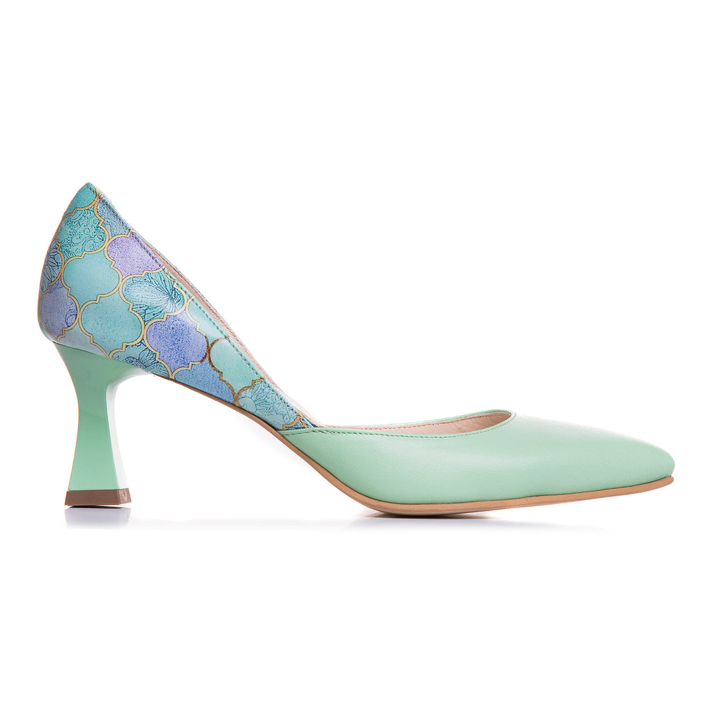 Pantofi Stiletto Piele Vernil Toc Mic Evazat C71 - orice culoare