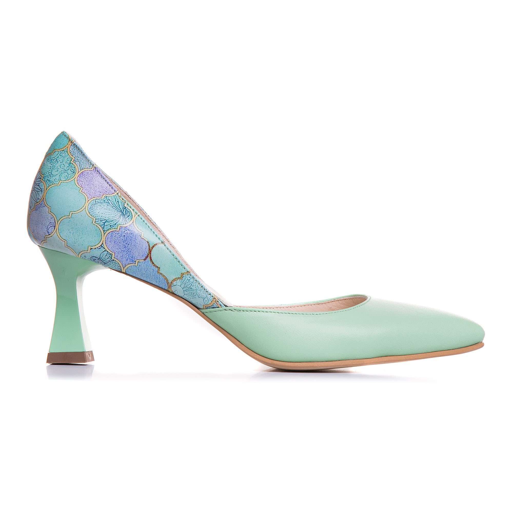 Pantofi Stiletto Piele Vernil Toc Mic Evazat C71 - orice culoare