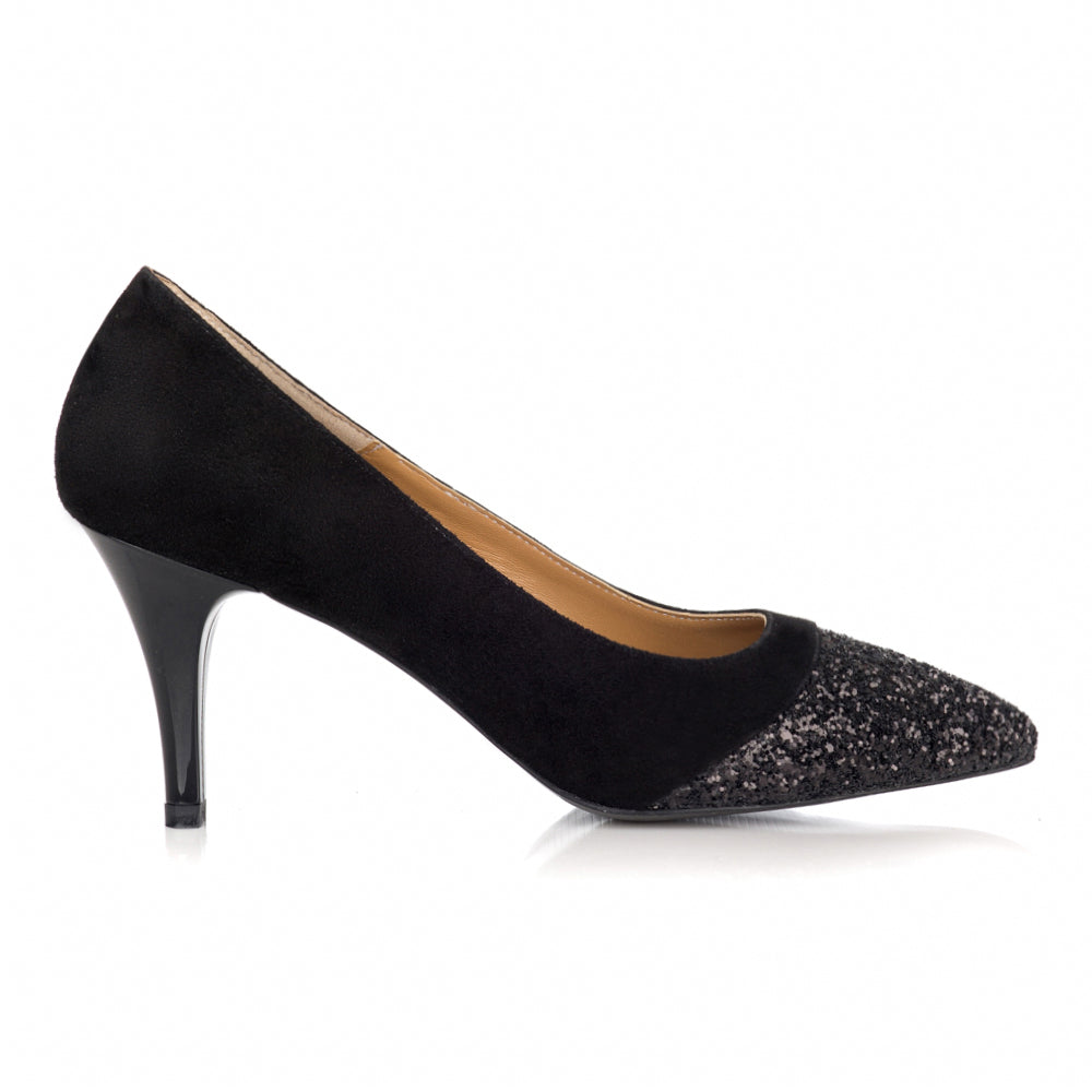 Pantofi Stiletto Piele Varf Glitter L19 - orice culoare