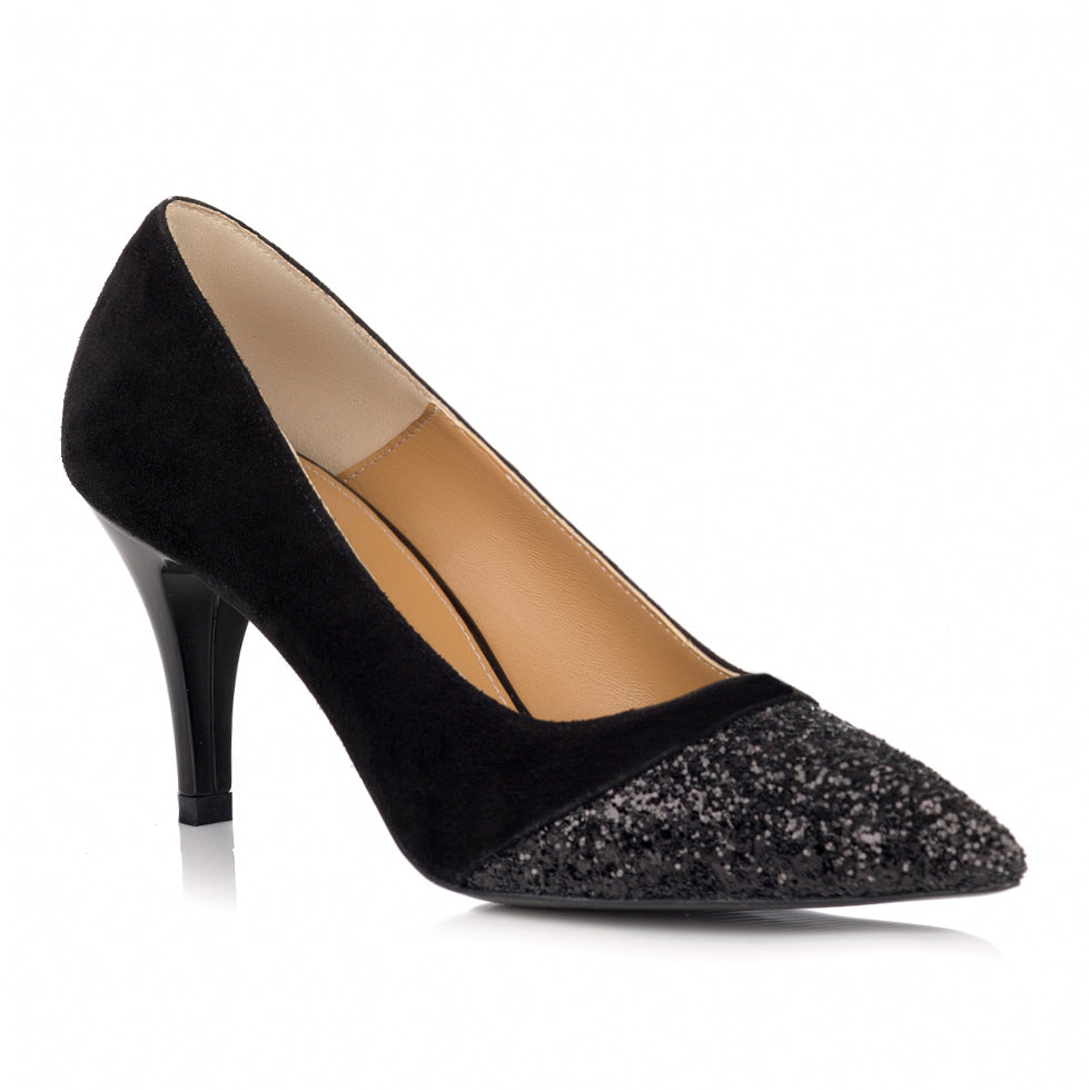 Pantofi Stiletto Piele Varf Glitter L19 - orice culoare