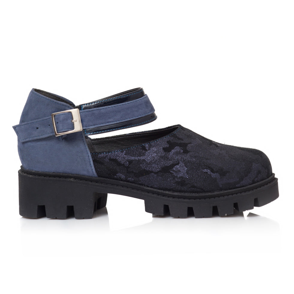 Pantofi Tip Gheata Albastru/Argintiu Helen V26 - Orice Culoare