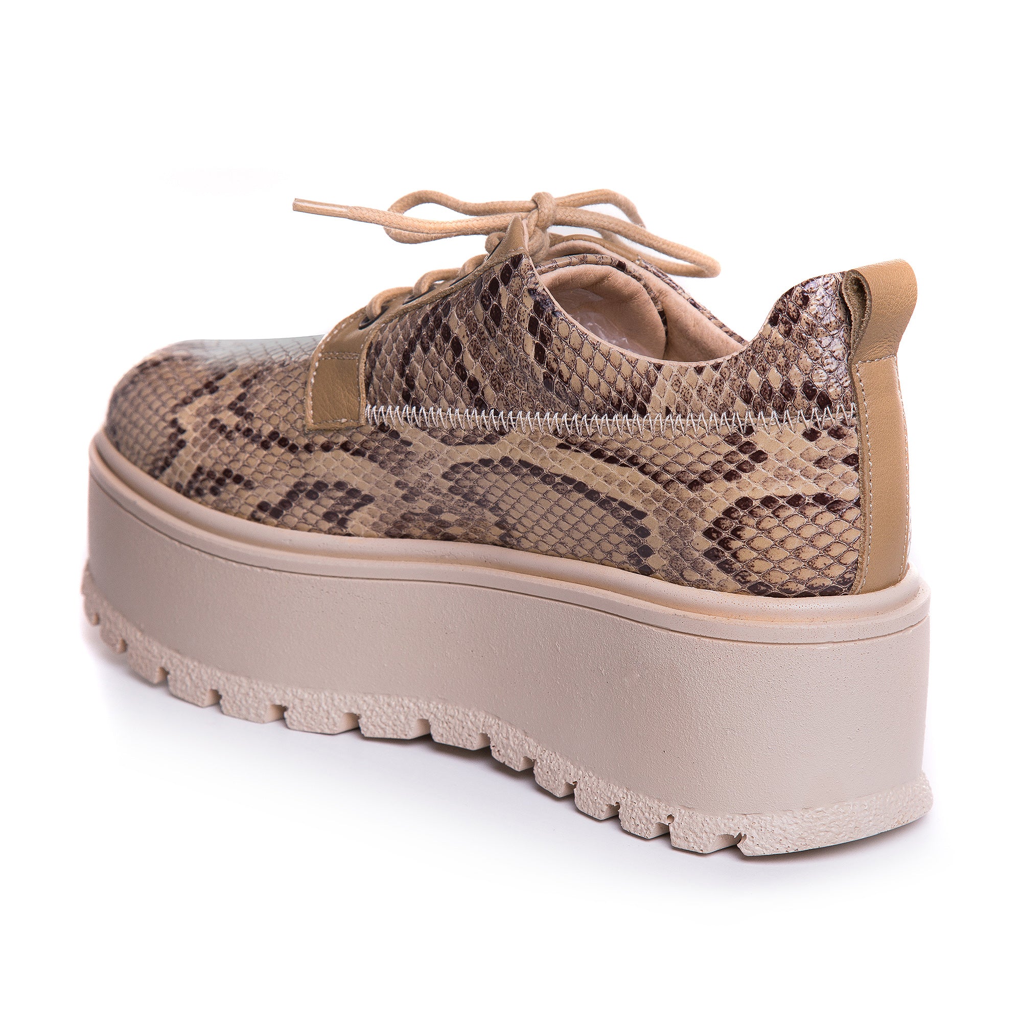 Pantofi Talpa Inalta Imprimeu Piele Sarpe Bej T81  -  orice culoare