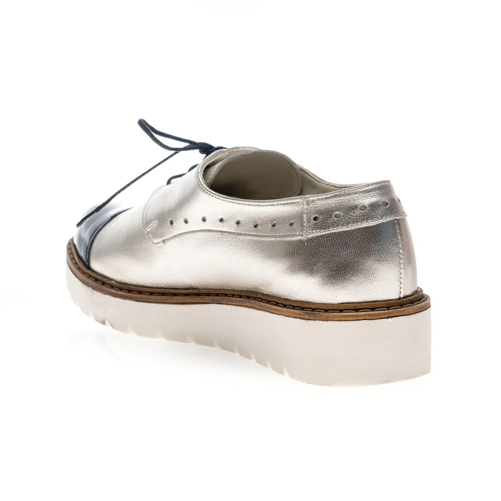 Pantofi piele Oxford Moni Argintiu  - orice culoare