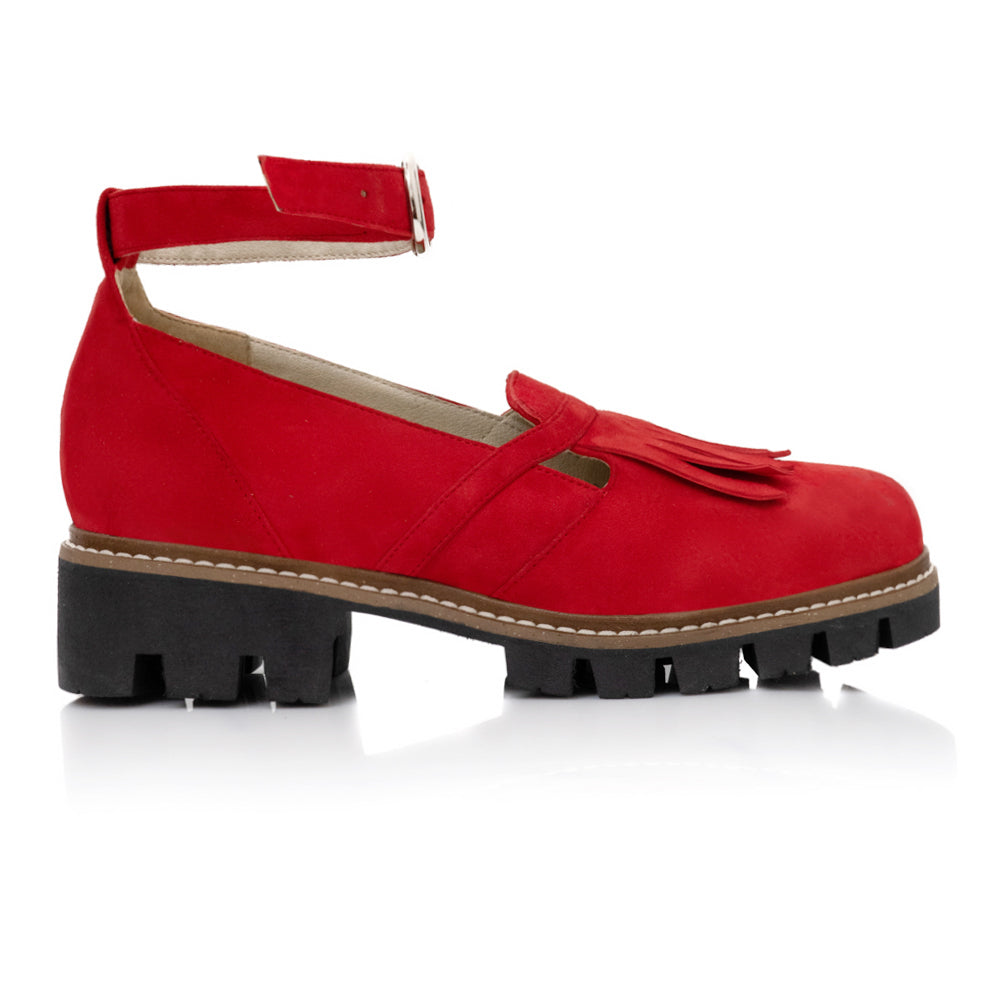 Pantofi Talpa Bocanc Piele Rosu Bareta V19 - orice culoare