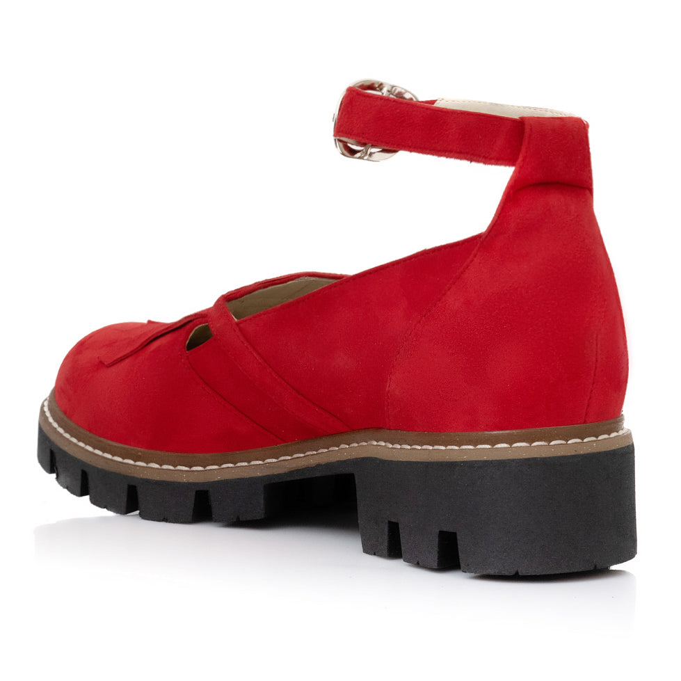 Pantofi Talpa Bocanc Piele Rosu Bareta V19 - orice culoare