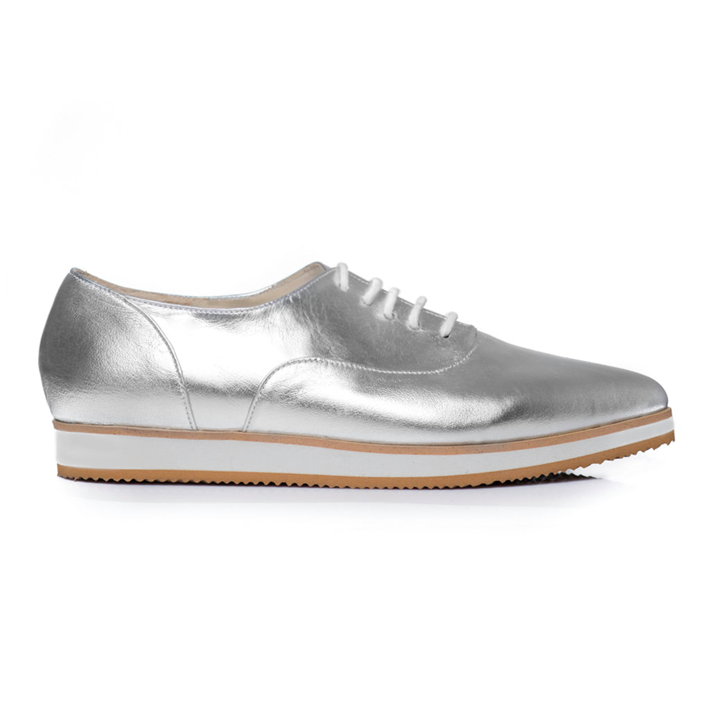 Pantofi piele Oxford Varf Ascutit Argintiu C1  - orice culoare