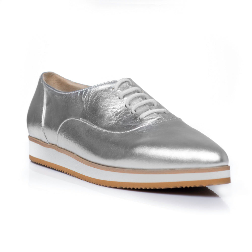 Pantofi piele Oxford Varf Ascutit Argintiu C1  - orice culoare