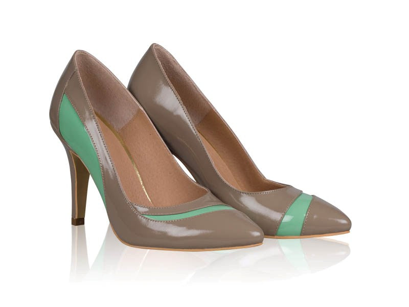 Pantofi stiletto piele lacuita capucino N8 - orice  culoare