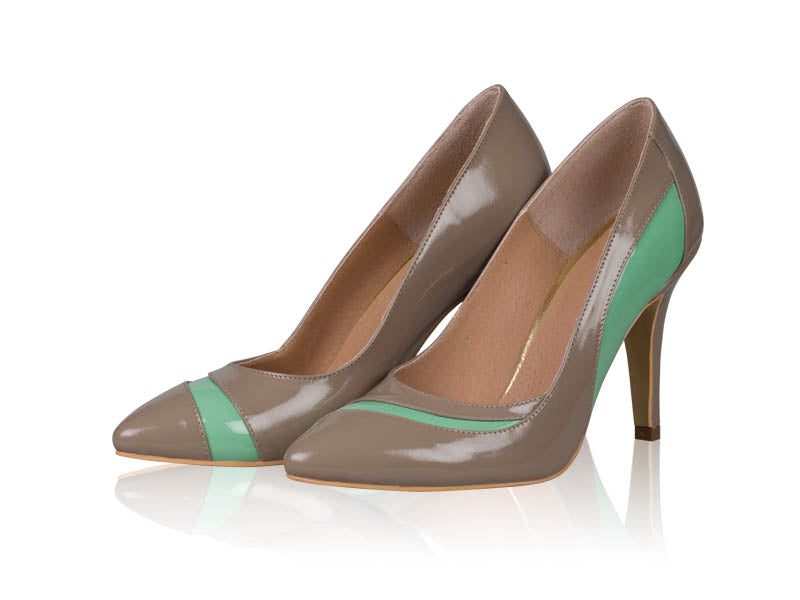 Pantofi stiletto piele lacuita capucino N8 - orice  culoare