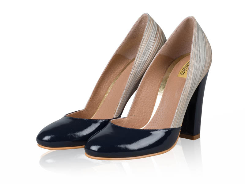 Pantofi dama piele Retro N1 Bleumarin  - orice culoare