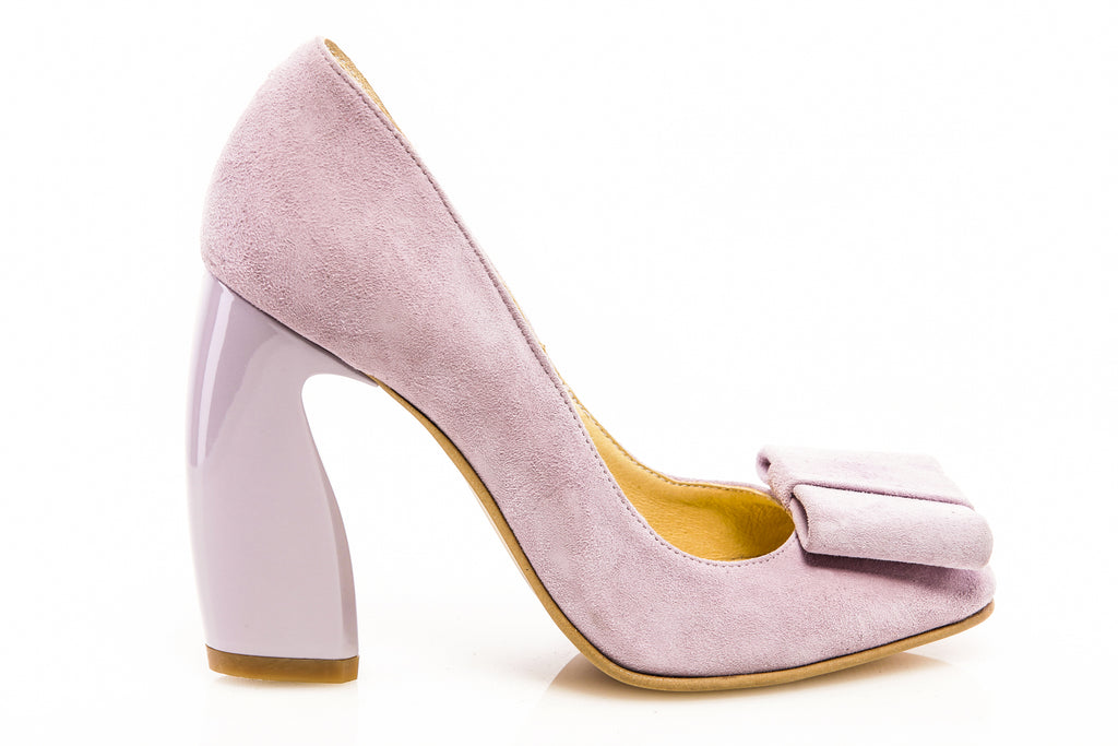 Pantofi piele Chic Madame Crook piele intoarsa Lila