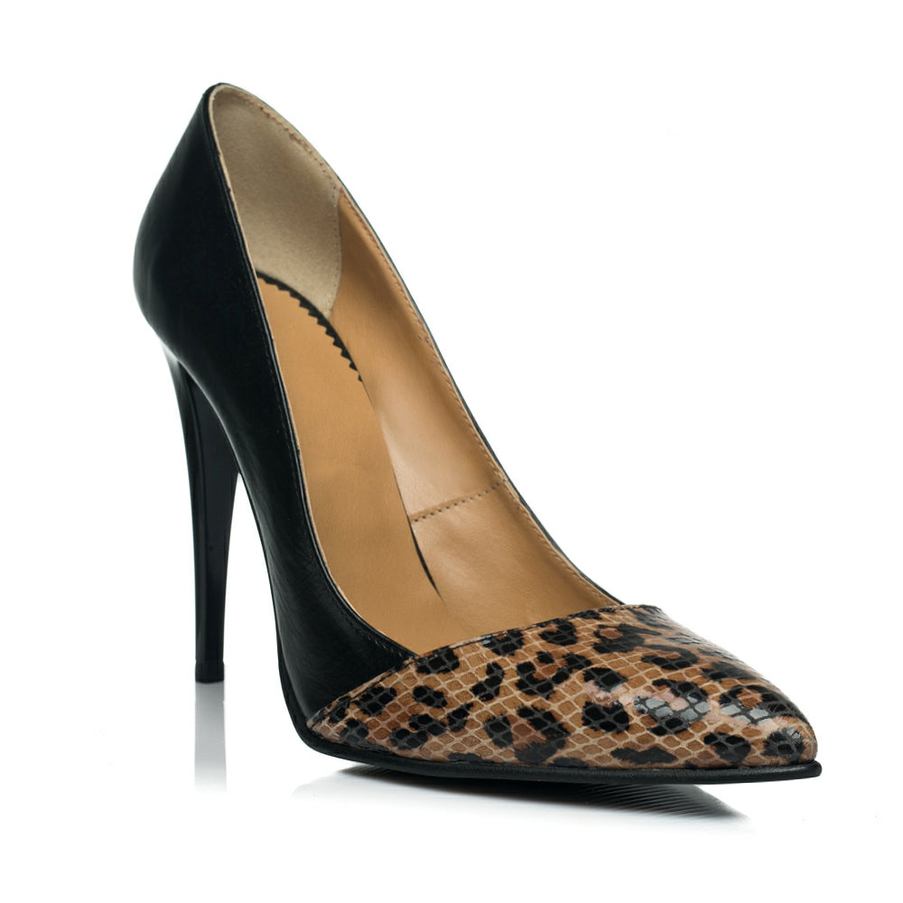 Pantofi Stiletto I1 negru animal print - orice culoare