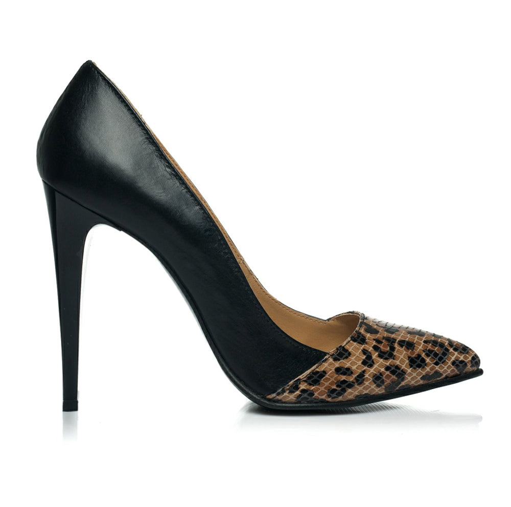 Pantofi Stiletto I1 negru animal print - orice culoare