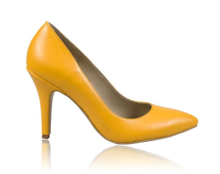 Pantofi stiletto piele galben N7 - orice  culoare