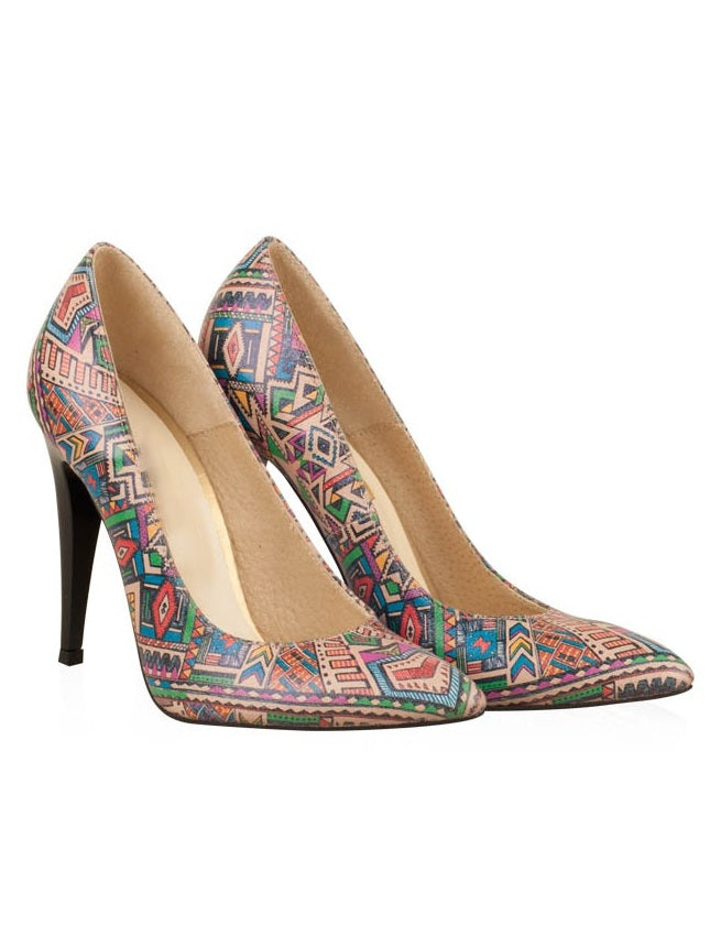Pantofi stiletto piele naturala Multicolor N31 - orice culoare