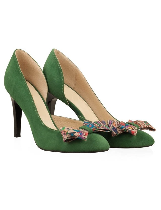 Pantofi  Piele Intoarsa Verde Funda Color N30- orice culoare