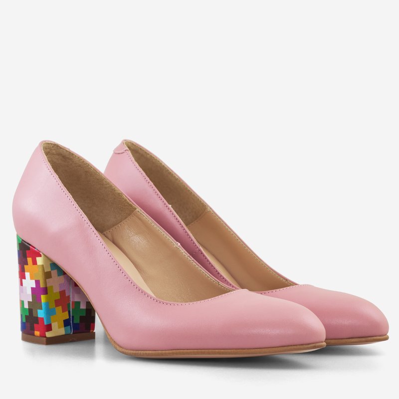 Pantofi Dama Piele Nude/Toc Multicolor D50 - orice culoare