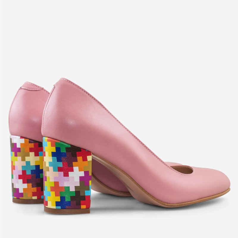 Pantofi Dama Piele Nude/Toc Multicolor D50 - orice culoare