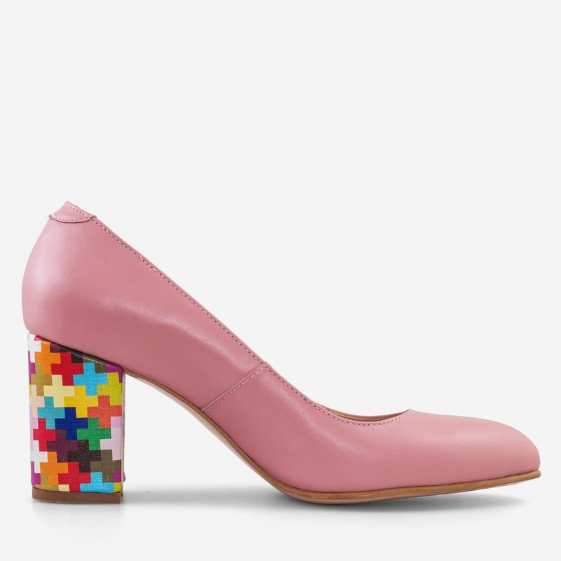 Pantofi Dama Piele Nude/Toc Multicolor D50 - orice culoare