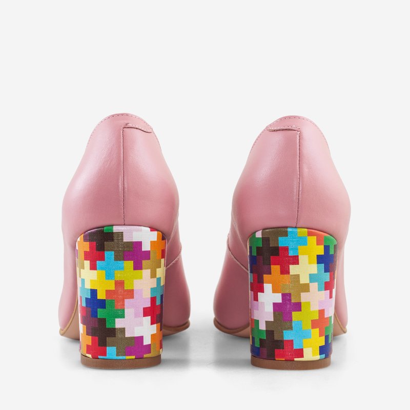 Pantofi Dama Piele Nude/Toc Multicolor D50 - orice culoare