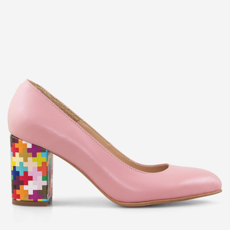 Pantofi Dama Piele Nude/Toc Multicolor D50 - orice culoare