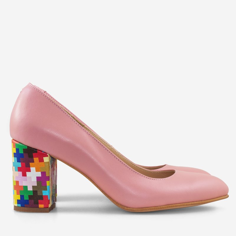 Pantofi Dama Piele Nude/Toc Multicolor D50 - orice culoare