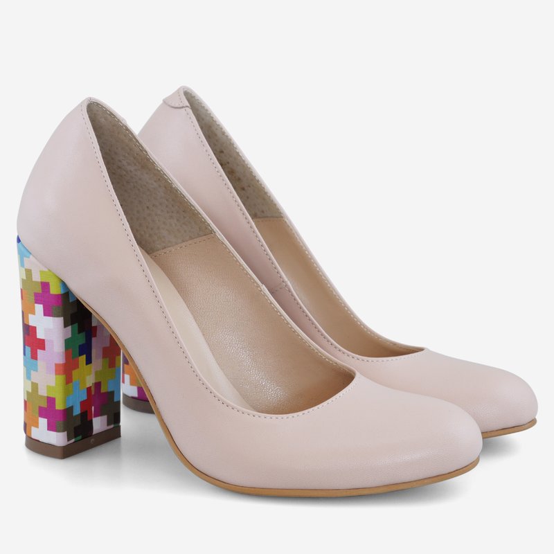 Pantofi Dama Piele Crem/Multicolor Fabiola D12 - Orice Culoare