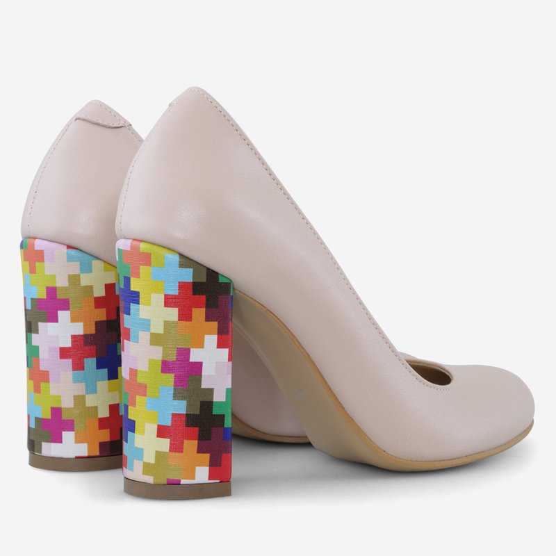 Pantofi Dama Piele Crem/Multicolor Fabiola D12 - Orice Culoare