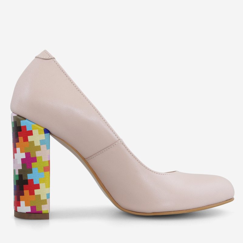 Pantofi Dama Piele Crem/Multicolor Fabiola D12 - Orice Culoare