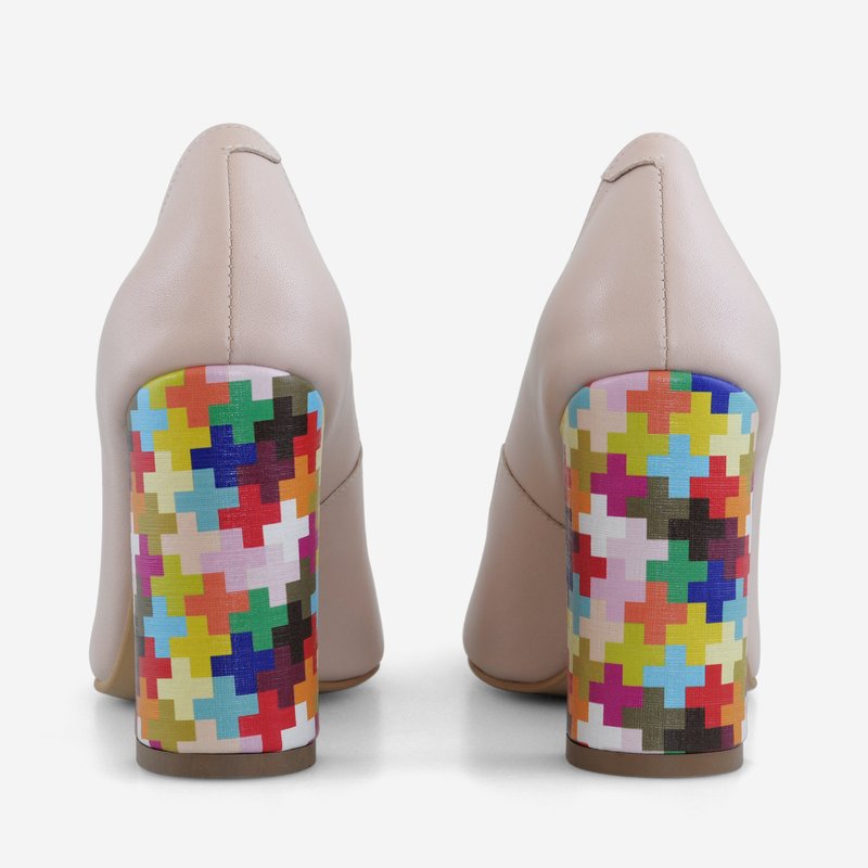 Pantofi Dama Piele Crem/Multicolor Fabiola D12 - Orice Culoare