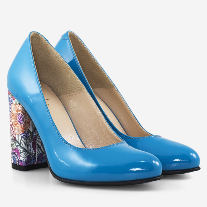 Pantofi Dama Piele Turqoise/Floral Fabiola D12 - orice culoare